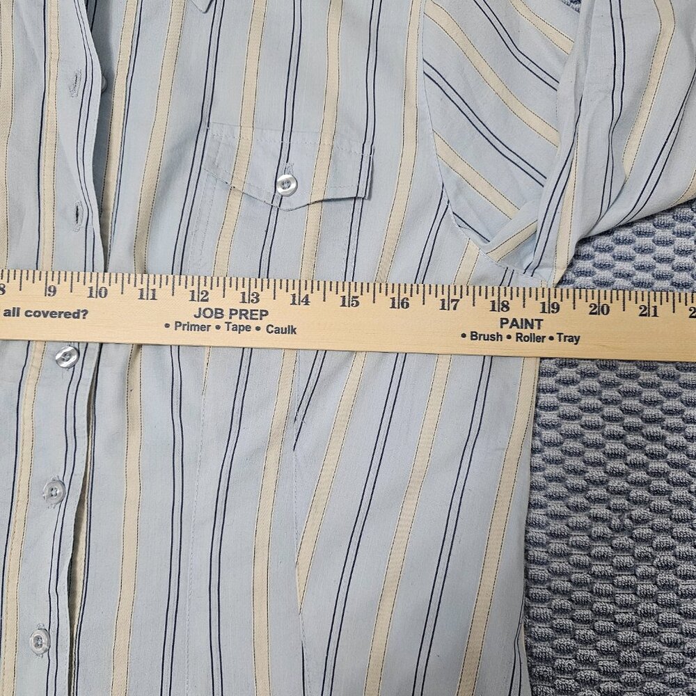 Calypso Light Blue & Yellow Striped Button-Down Shirt - Size Large - Picture 5 of 6